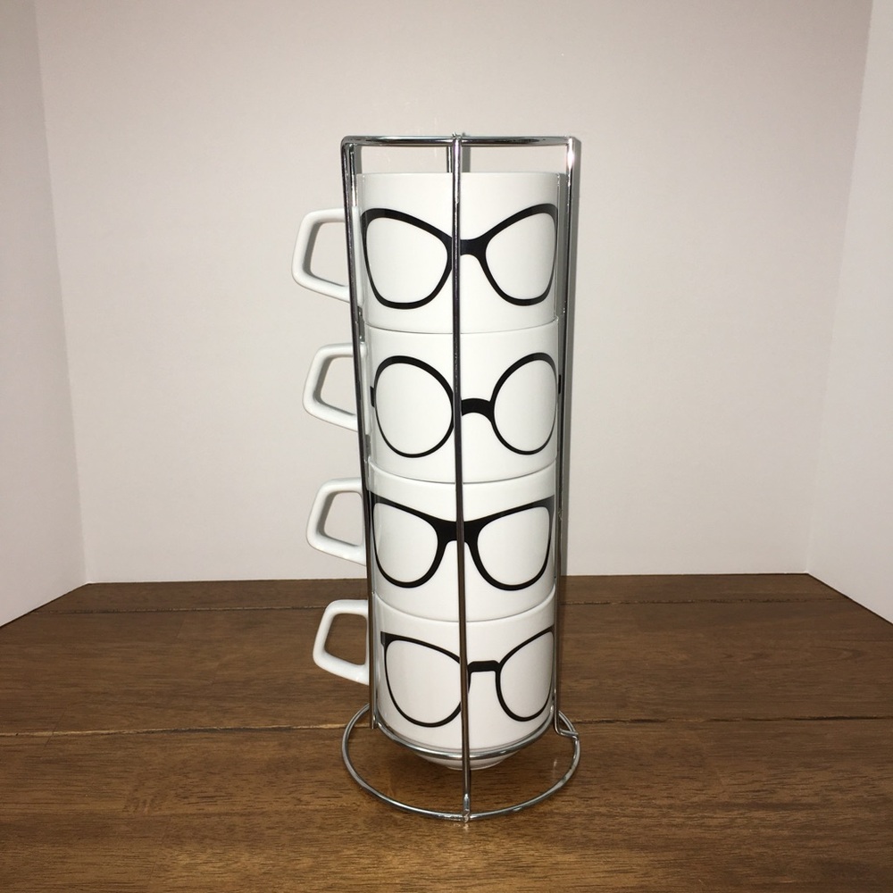 Stackable Set Of Eyeglasses Coffee Cups